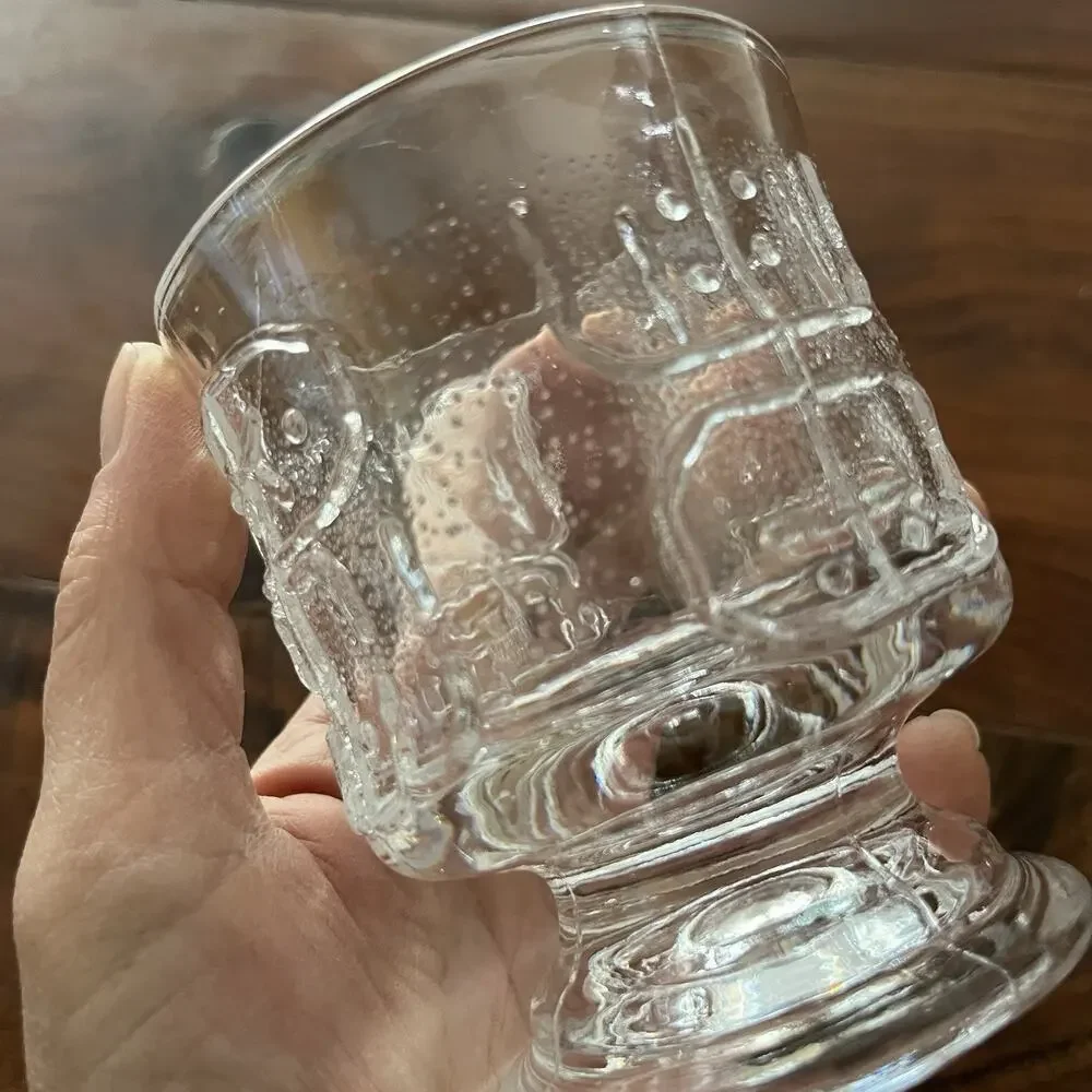 Vintage Nanny Still for Riihimäen Lasi Finland Brutalist Punch Cups Glasses x4